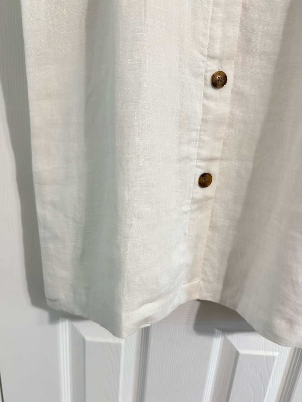 LOFT 100% Linen White Puff Sleeve Button Front Mini Dress Size 6 NWT - Picture 5 of 12